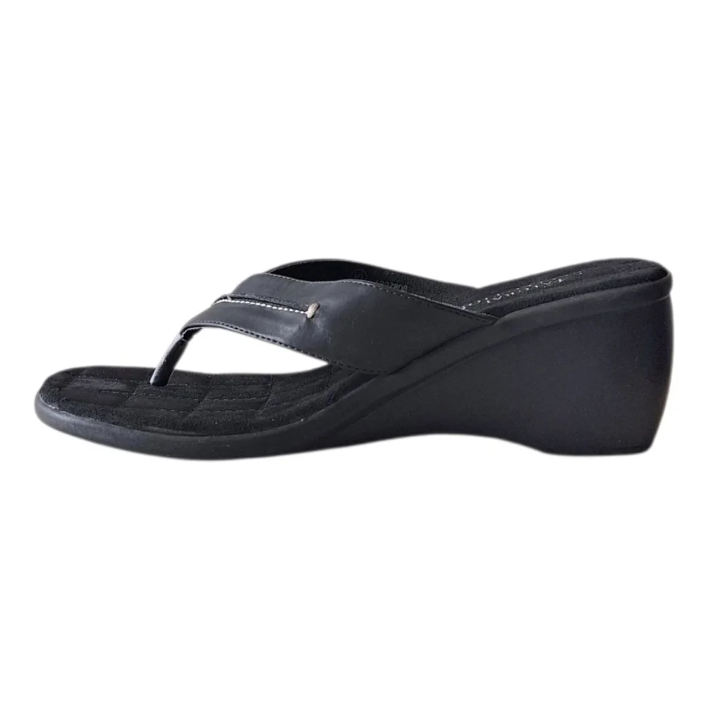Natural Reflections Black Wedge Sandals Vegan 9 Boho Festival